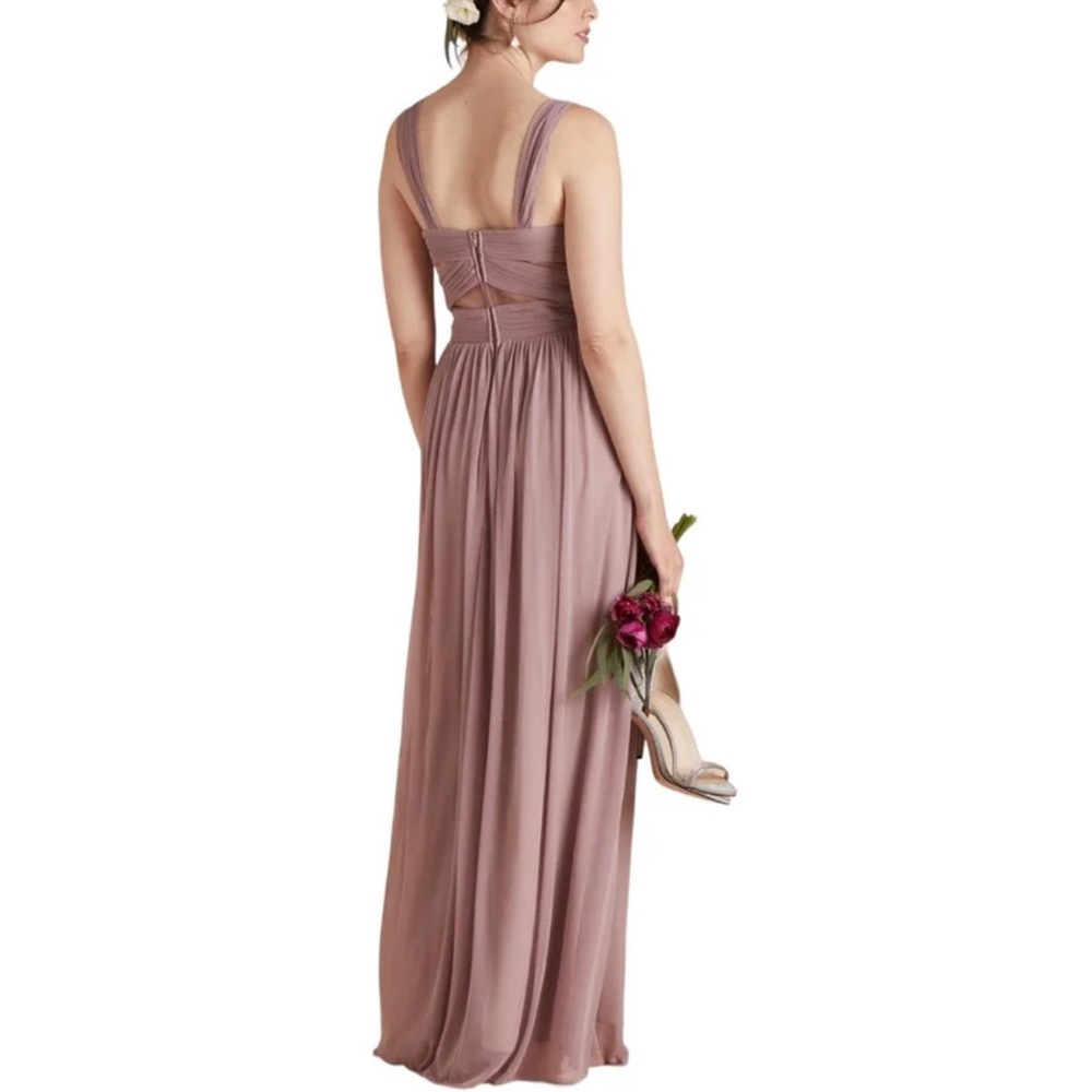 EVA USA 3125 Mauve Maxi Gown with Pleating and Mesh Panels size Medium - Picture 3 of 11